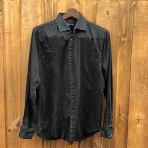 Black Embroidered Guess Dress Shirt Medium